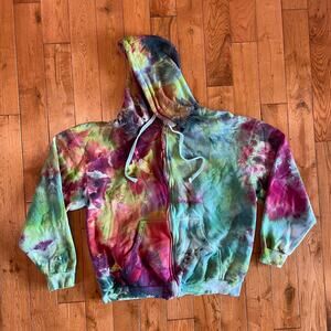 Ice Dye Hoodie - Soft Sweatshirt - Tie Dyed Hippie Boho Men Women Unisex XLarge